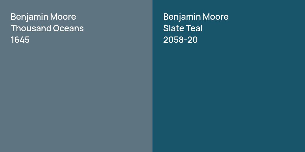 Benjamin Moore Thousand Oceans vs. Benjamin Moore Slate Teal