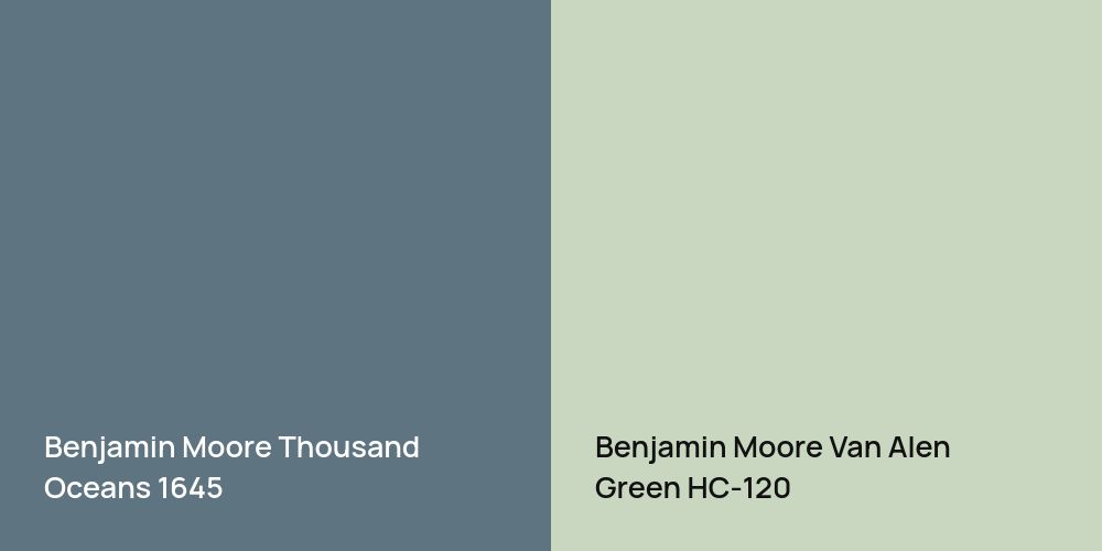 Benjamin Moore Thousand Oceans vs. Benjamin Moore Van Alen Green