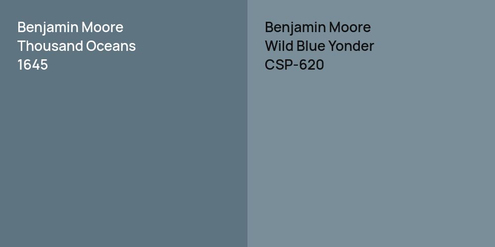 Benjamin Moore Thousand Oceans vs. Benjamin Moore Wild Blue Yonder