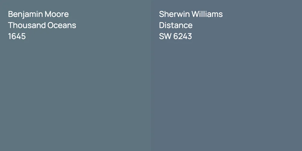 Benjamin Moore Thousand Oceans vs. Sherwin Williams Distance