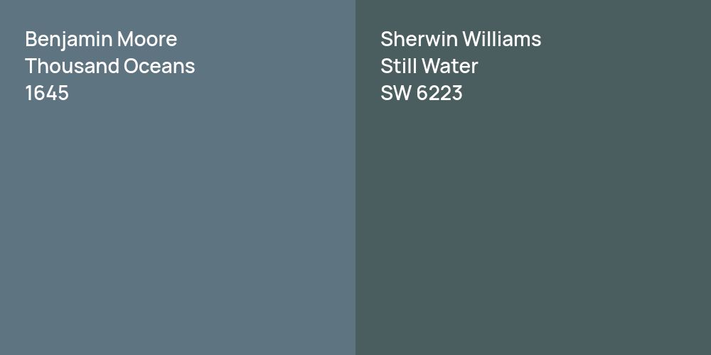 Benjamin Moore Thousand Oceans vs. Sherwin Williams Still Water