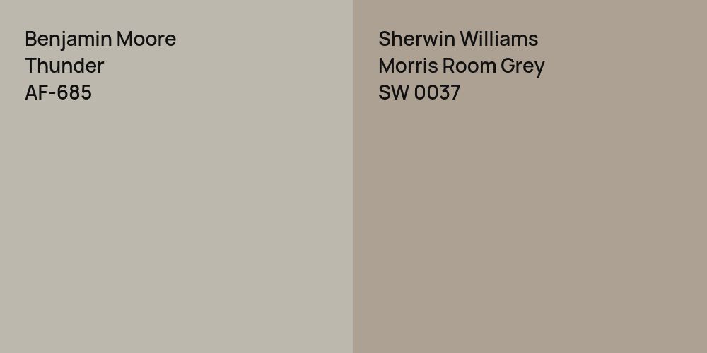 Benjamin Moore Thunder vs. Sherwin Williams Morris Room Grey