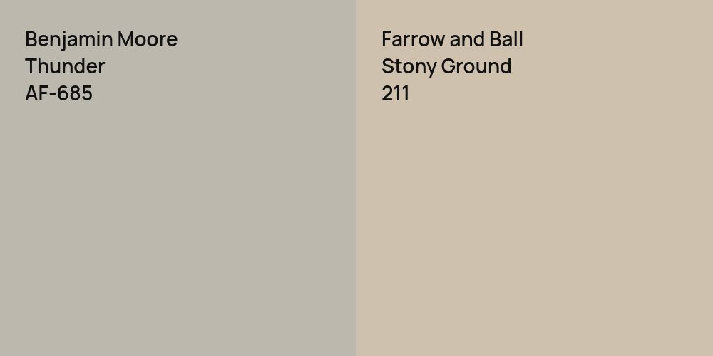 Benjamin Moore Thunder vs. Farrow and Ball Stony Ground