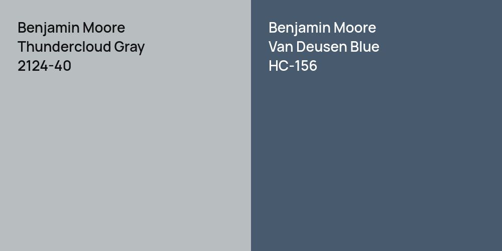 Benjamin Moore Thundercloud Gray vs. Benjamin Moore Van Deusen Blue