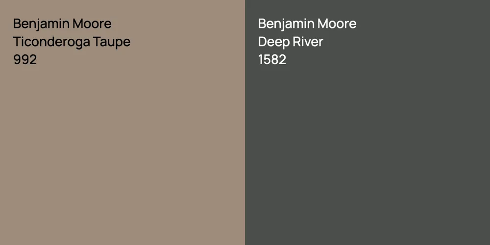 Benjamin Moore Ticonderoga Taupe vs. Benjamin Moore Deep River