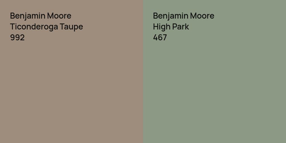 Benjamin Moore Ticonderoga Taupe vs. Benjamin Moore High Park