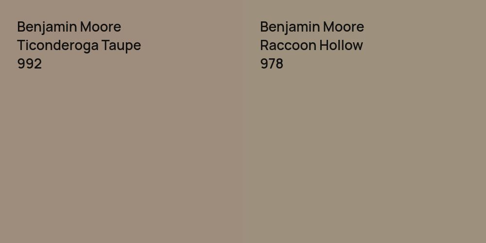 Benjamin Moore Ticonderoga Taupe vs. Benjamin Moore Raccoon Hollow