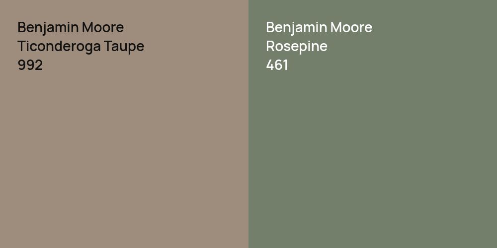 Benjamin Moore Ticonderoga Taupe vs. Benjamin Moore Rosepine