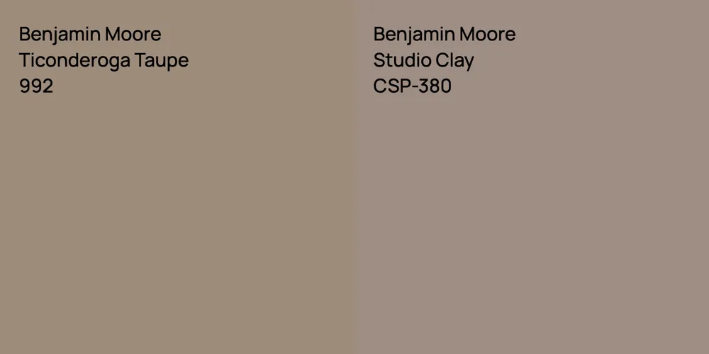 Benjamin Moore Ticonderoga Taupe vs. Benjamin Moore Studio Clay