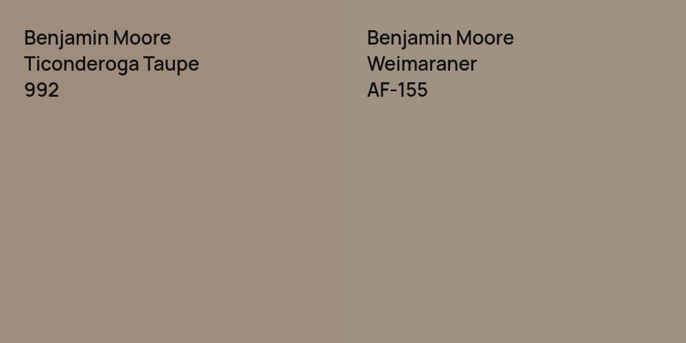 Benjamin Moore Ticonderoga Taupe vs. Benjamin Moore Weimaraner