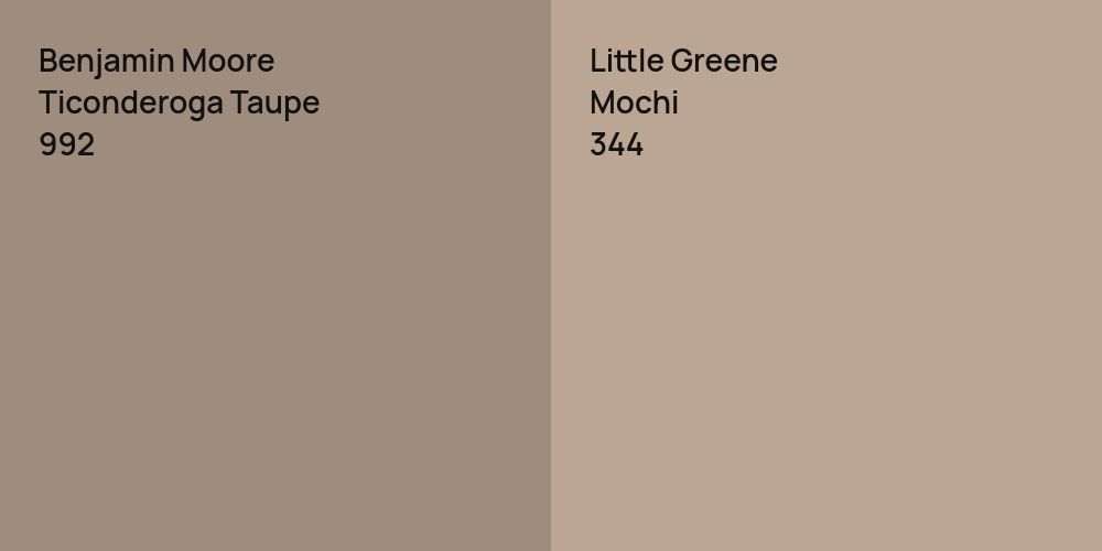 Benjamin Moore Ticonderoga Taupe vs. Little Greene Mochi