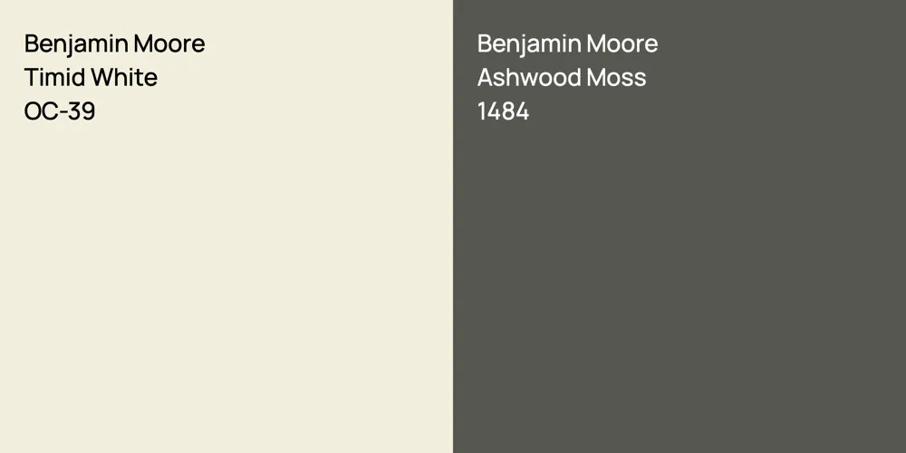 Benjamin Moore Timid White vs. Benjamin Moore Ashwood Moss