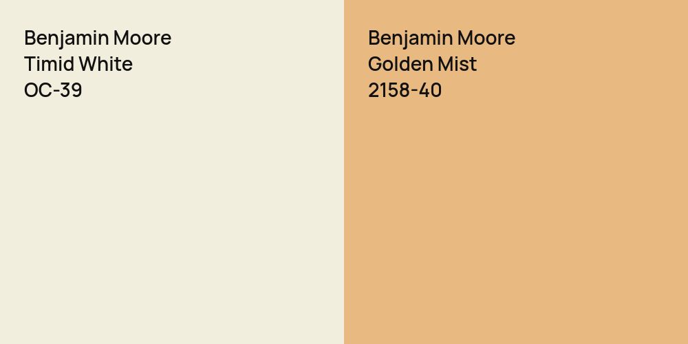 Benjamin Moore Timid White vs. Benjamin Moore Golden Mist