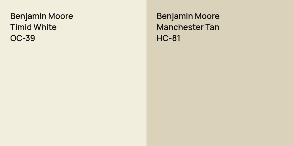 Benjamin Moore Timid White vs. Benjamin Moore Manchester Tan