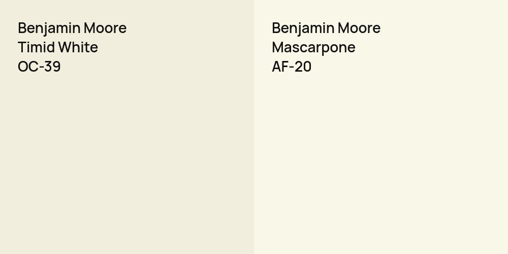 Benjamin Moore Timid White vs. Benjamin Moore Mascarpone