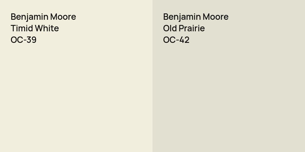 Benjamin Moore Timid White vs. Benjamin Moore Old Prairie