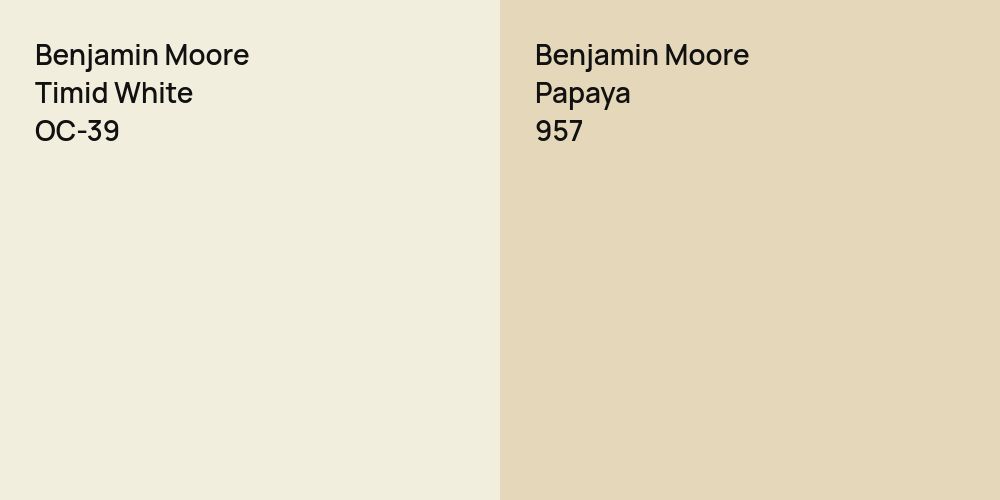 Benjamin Moore Timid White vs. Benjamin Moore Papaya