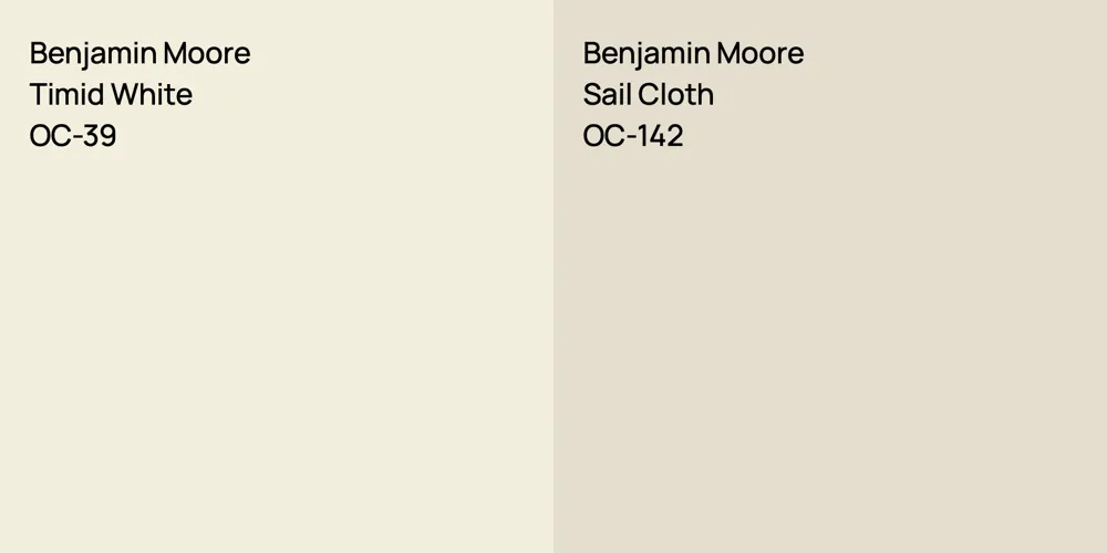 Benjamin Moore Timid White vs. Benjamin Moore Sail Cloth