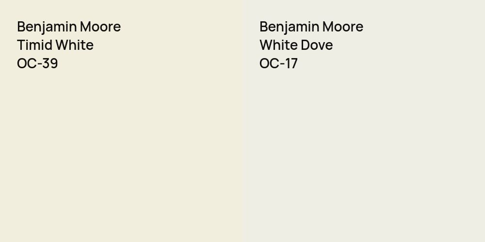 Benjamin Moore Timid White vs. Benjamin Moore White Dove