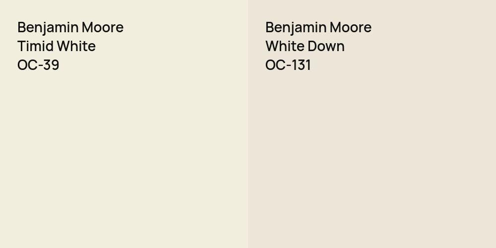 Benjamin Moore Timid White vs. Benjamin Moore White Down