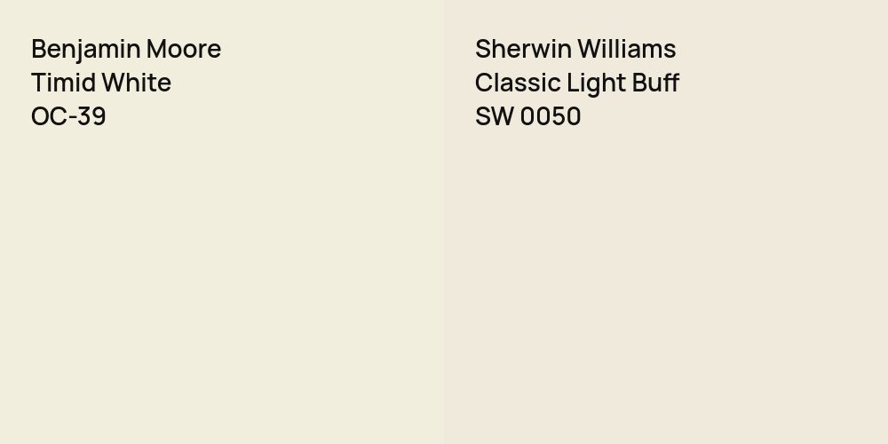 Benjamin Moore Timid White vs. Sherwin Williams Classic Light Buff