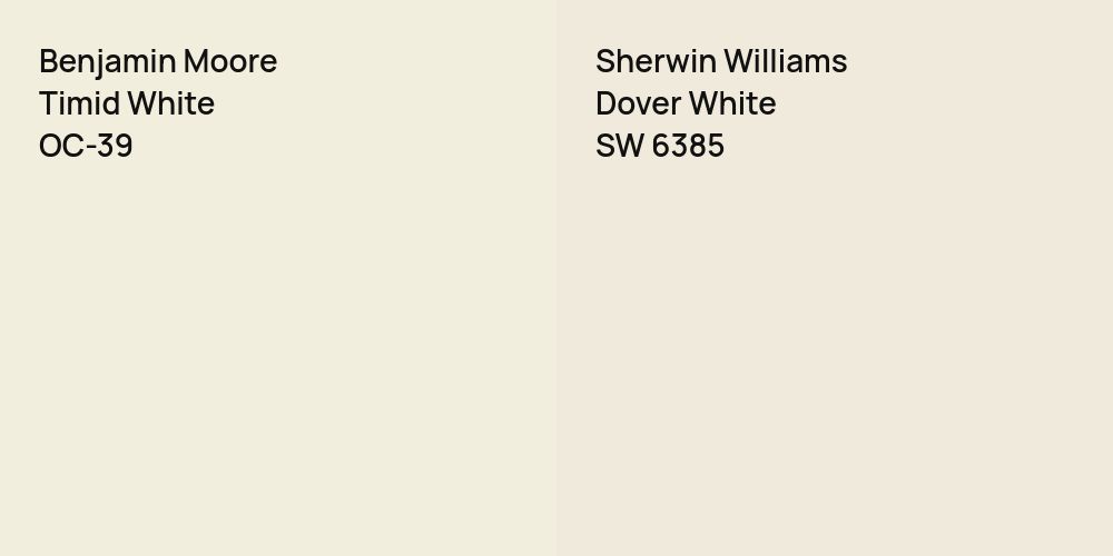 Benjamin Moore Timid White vs. Sherwin Williams Dover White