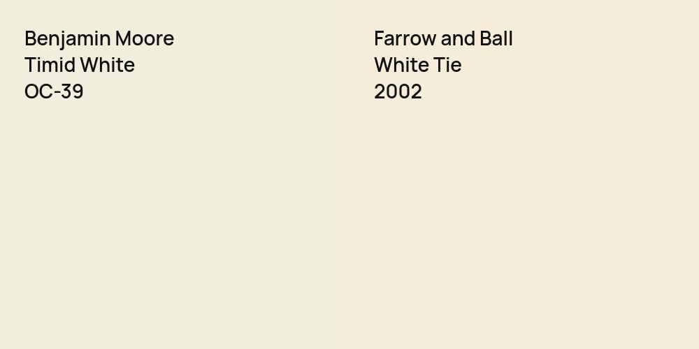 Benjamin Moore Timid White vs. Farrow and Ball White Tie