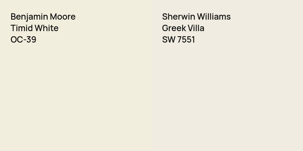 Benjamin Moore Timid White vs. Sherwin Williams Greek Villa