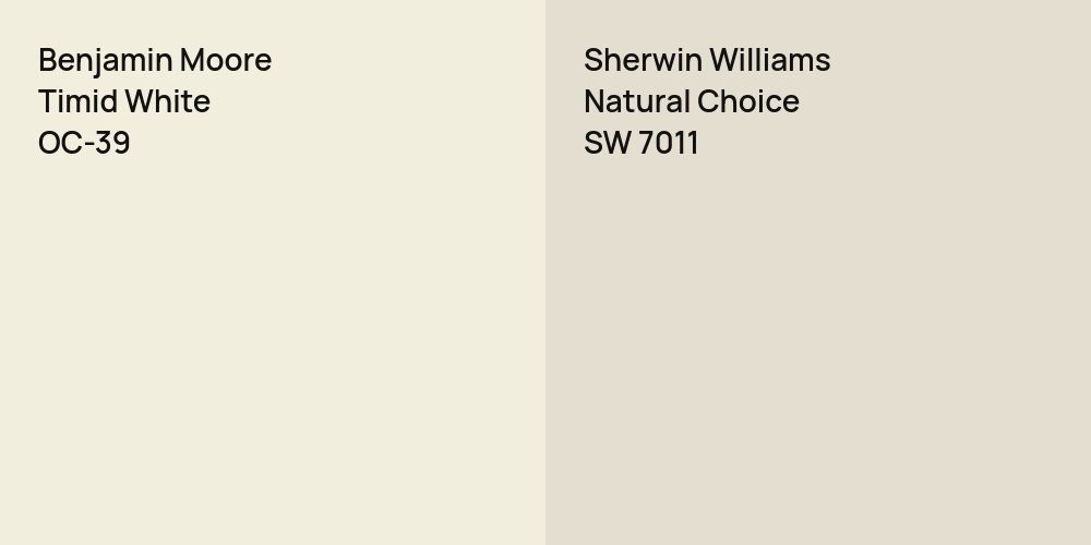 Benjamin Moore Timid White vs. Sherwin Williams Natural Choice