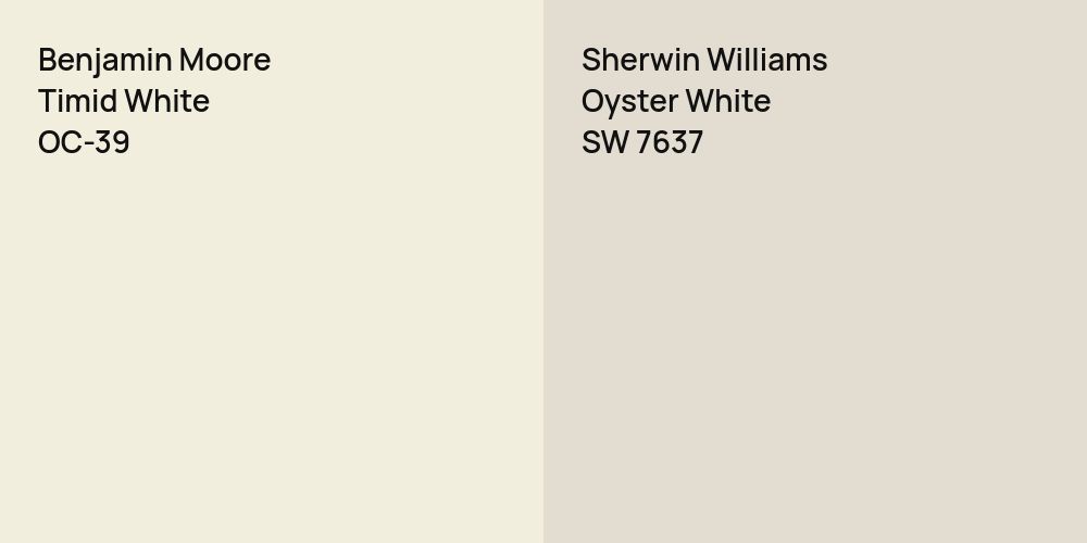 Benjamin Moore Timid White vs. Sherwin Williams Oyster White