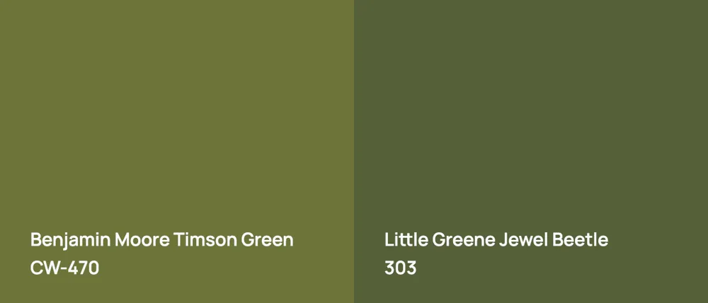 Benjamin Moore Timson Green CW-470 vs Little Greene Jewel Beetle 303