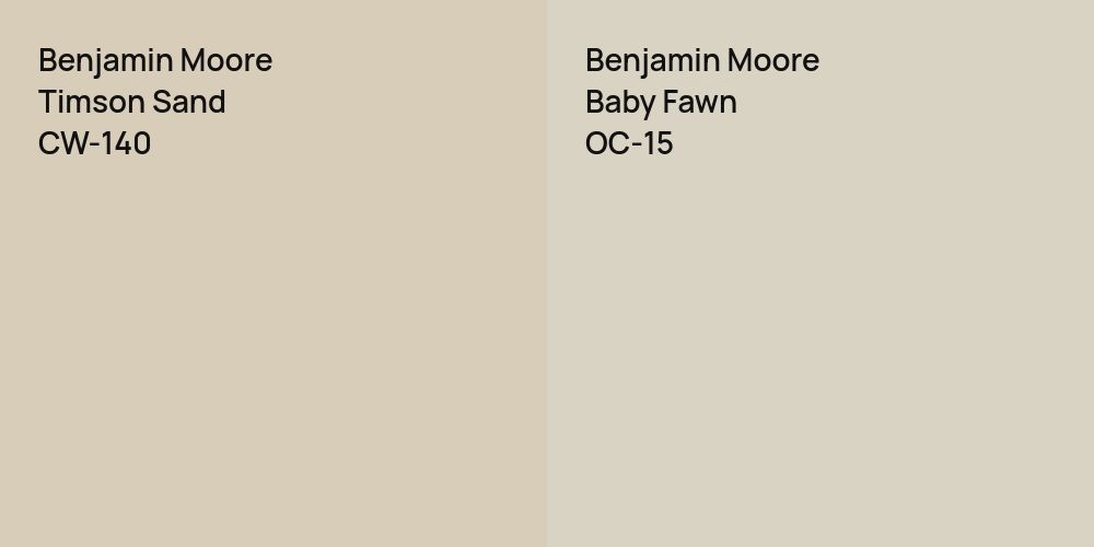 Benjamin Moore Timson Sand vs. Benjamin Moore Baby Fawn