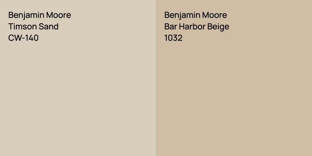 Benjamin Moore Timson Sand vs. Benjamin Moore Bar Harbor Beige