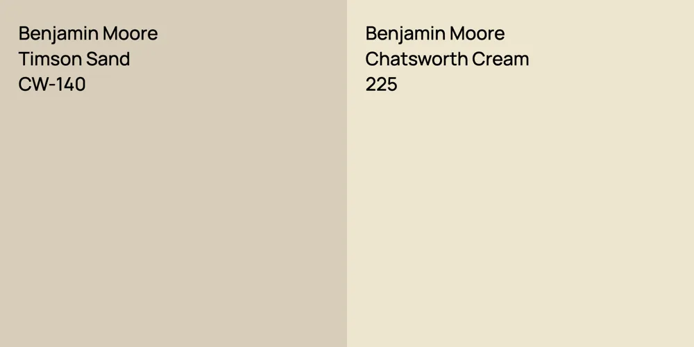 Benjamin Moore Timson Sand vs. Benjamin Moore Chatsworth Cream