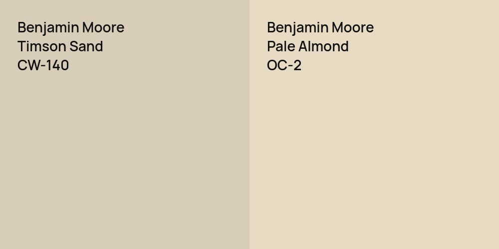 Benjamin Moore Timson Sand vs. Benjamin Moore Pale Almond