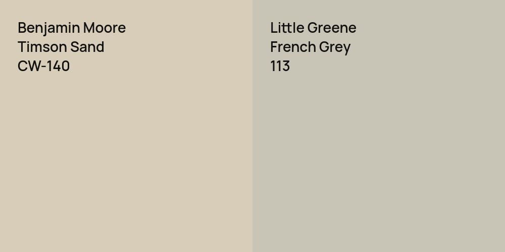 Benjamin Moore Timson Sand vs. Little Greene French Grey