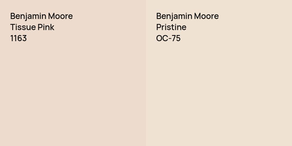 Benjamin Moore Tissue Pink vs. Benjamin Moore Pristine