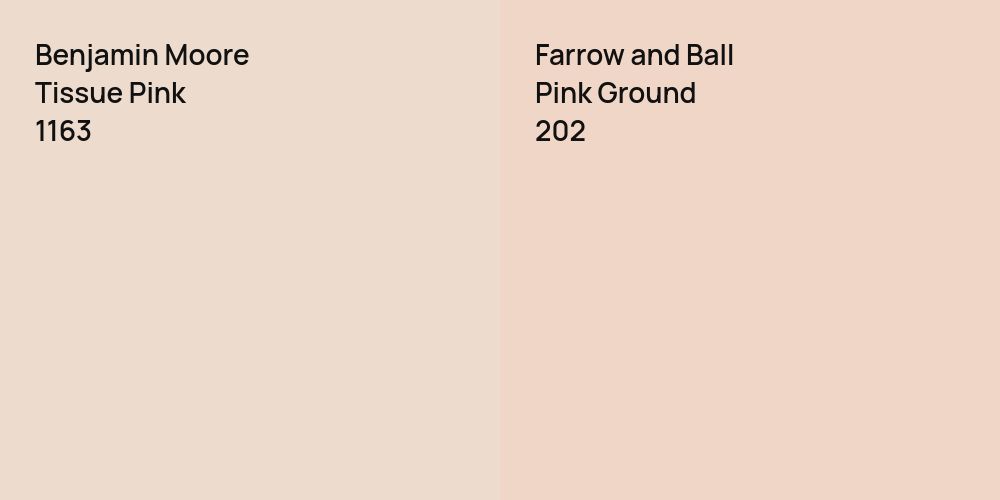 Benjamin Moore Tissue Pink vs. Farrow and Ball Pink Ground