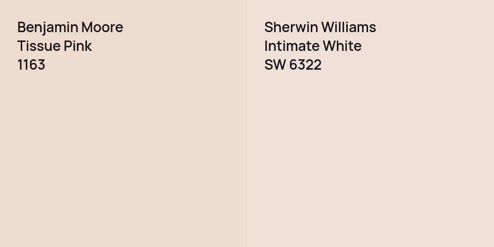 Benjamin Moore Tissue Pink vs. Sherwin Williams Intimate White