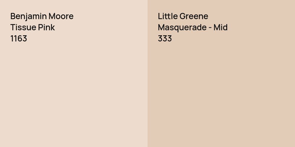 Benjamin Moore Tissue Pink vs. Little Greene Masquerade - Mid