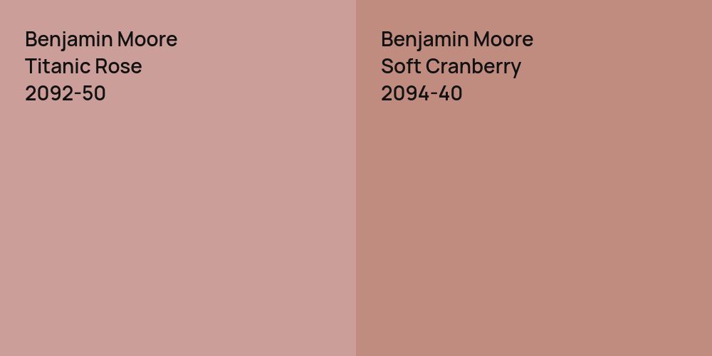 Benjamin Moore Titanic Rose vs. Benjamin Moore Soft Cranberry