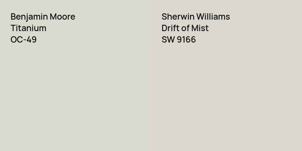 Benjamin Moore Titanium vs. Sherwin Williams Drift of Mist