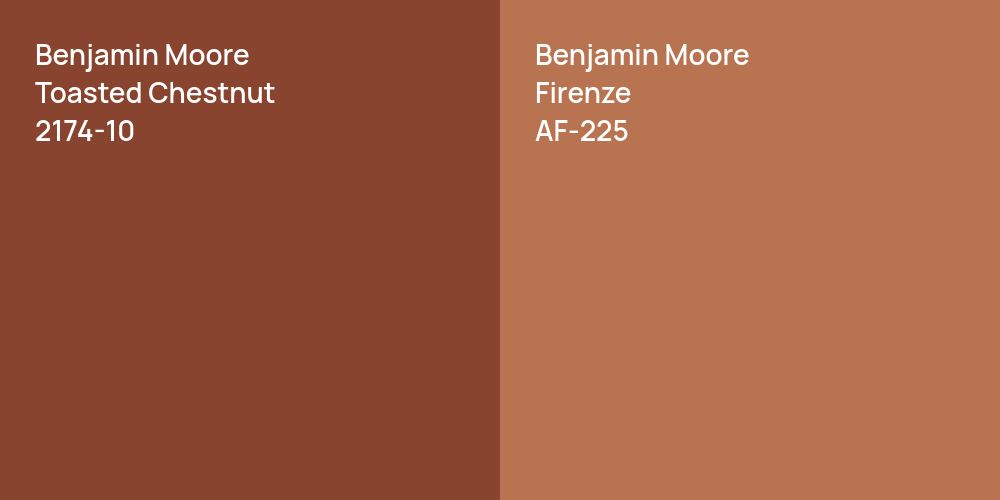 Benjamin Moore Toasted Chestnut vs. Benjamin Moore Firenze