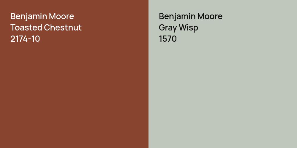 Benjamin Moore Toasted Chestnut vs. Benjamin Moore Gray Wisp