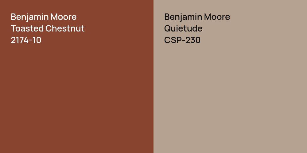 Benjamin Moore Toasted Chestnut vs. Benjamin Moore Quietude