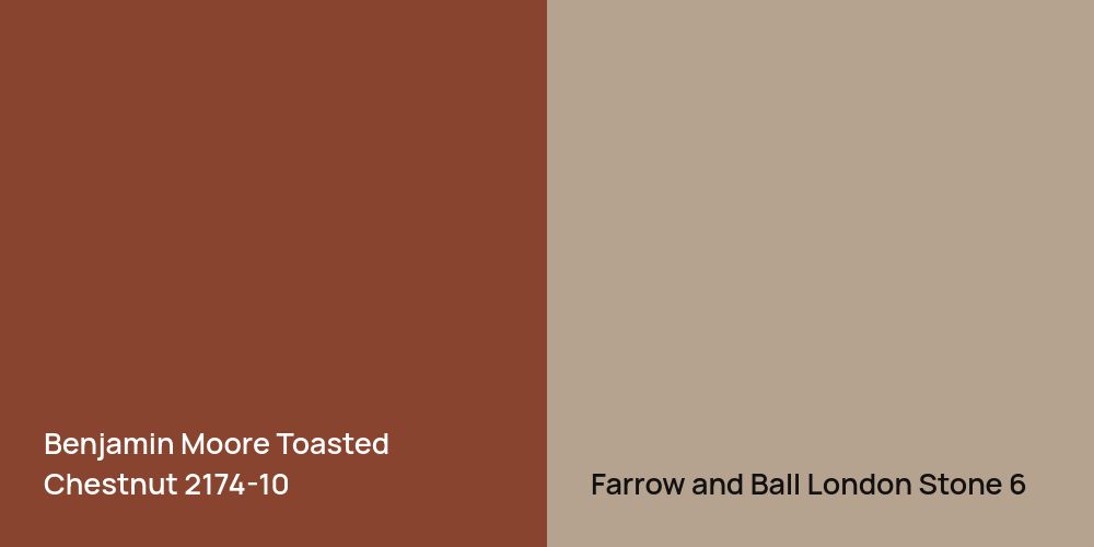 Benjamin Moore Toasted Chestnut vs. Farrow and Ball London Stone