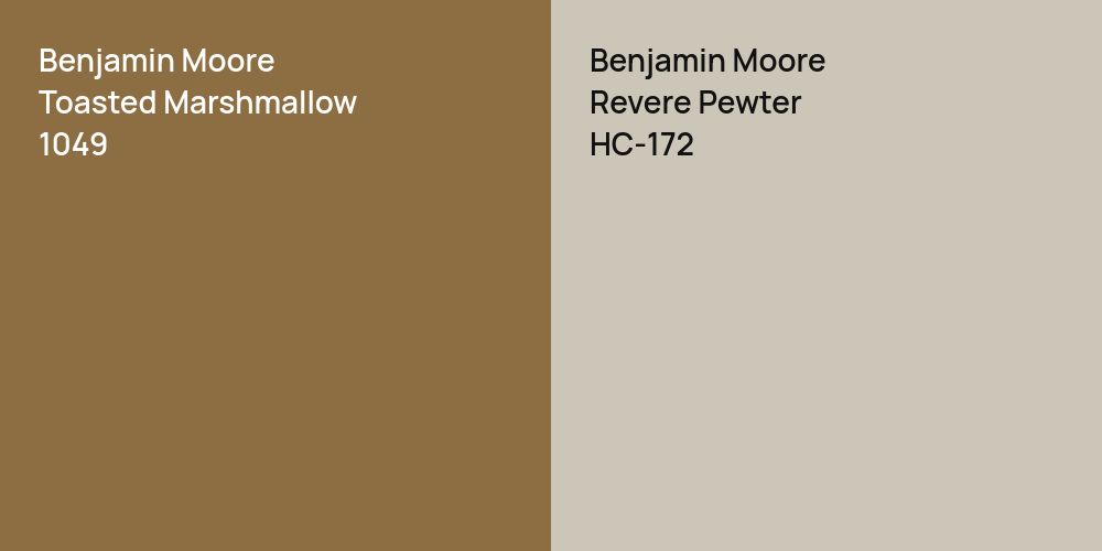 Benjamin Moore Toasted Marshmallow vs. Benjamin Moore Revere Pewter