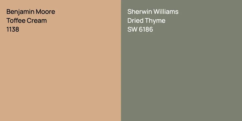 Benjamin Moore Toffee Cream vs. Sherwin Williams Dried Thyme