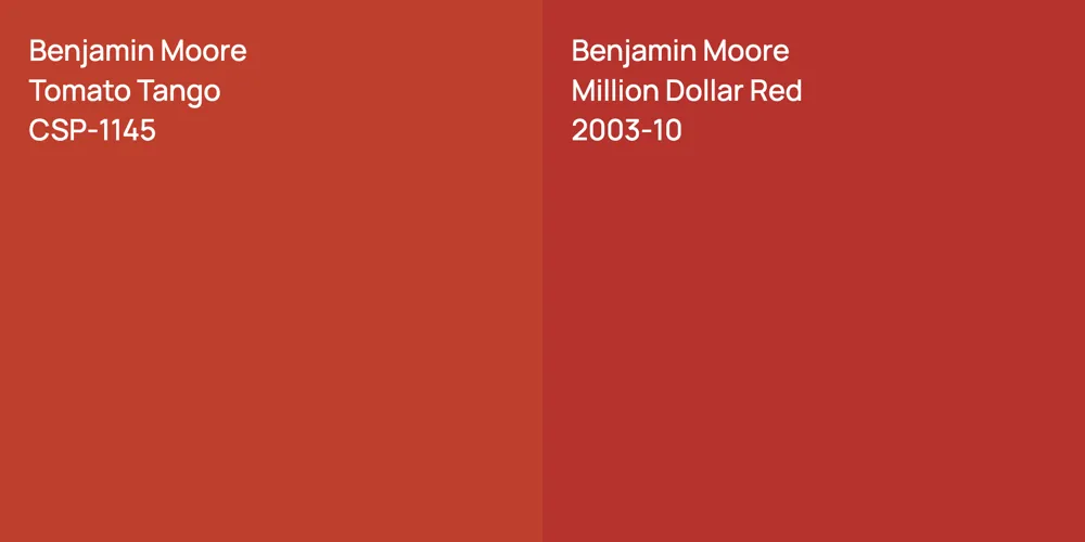 Benjamin Moore Tomato Tango vs. Benjamin Moore Million Dollar Red