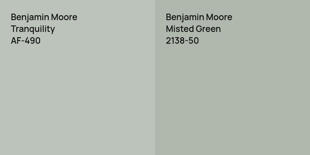 Benjamin Moore Tranquility vs. Benjamin Moore Misted Green